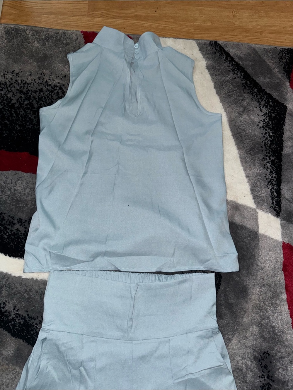 High-Waist Wide-Leg Jumpsuit in Soft Blue - Picture 3 of 7